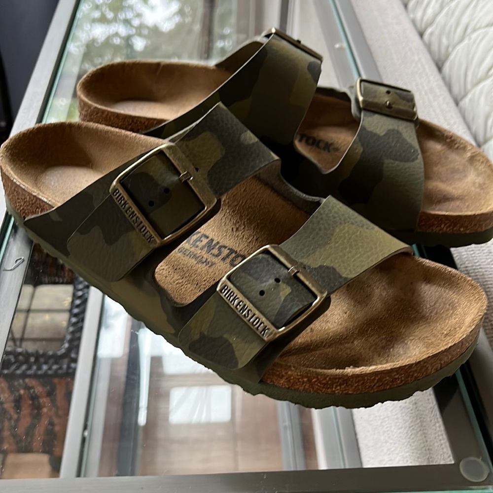 Birkenstock Arizona Sandals Green Camo Sz 38